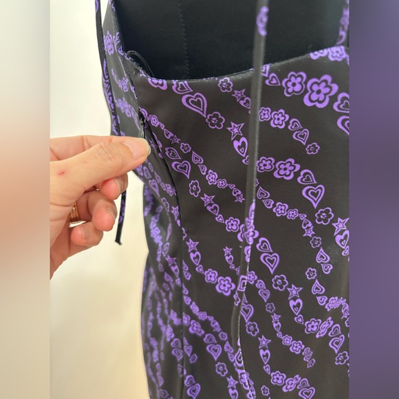 526. NWT! Sandro Black and Purple Ruched V-Neck Maxi Dress - Picture 3 of 8